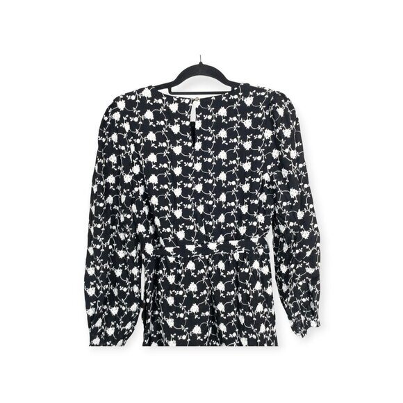Black and White Floral Dress SZ M Rose Print Size M Boho Draper James - Picture 9 of 10